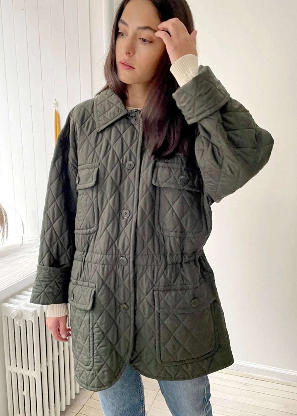 Silk quilted clearance jacket