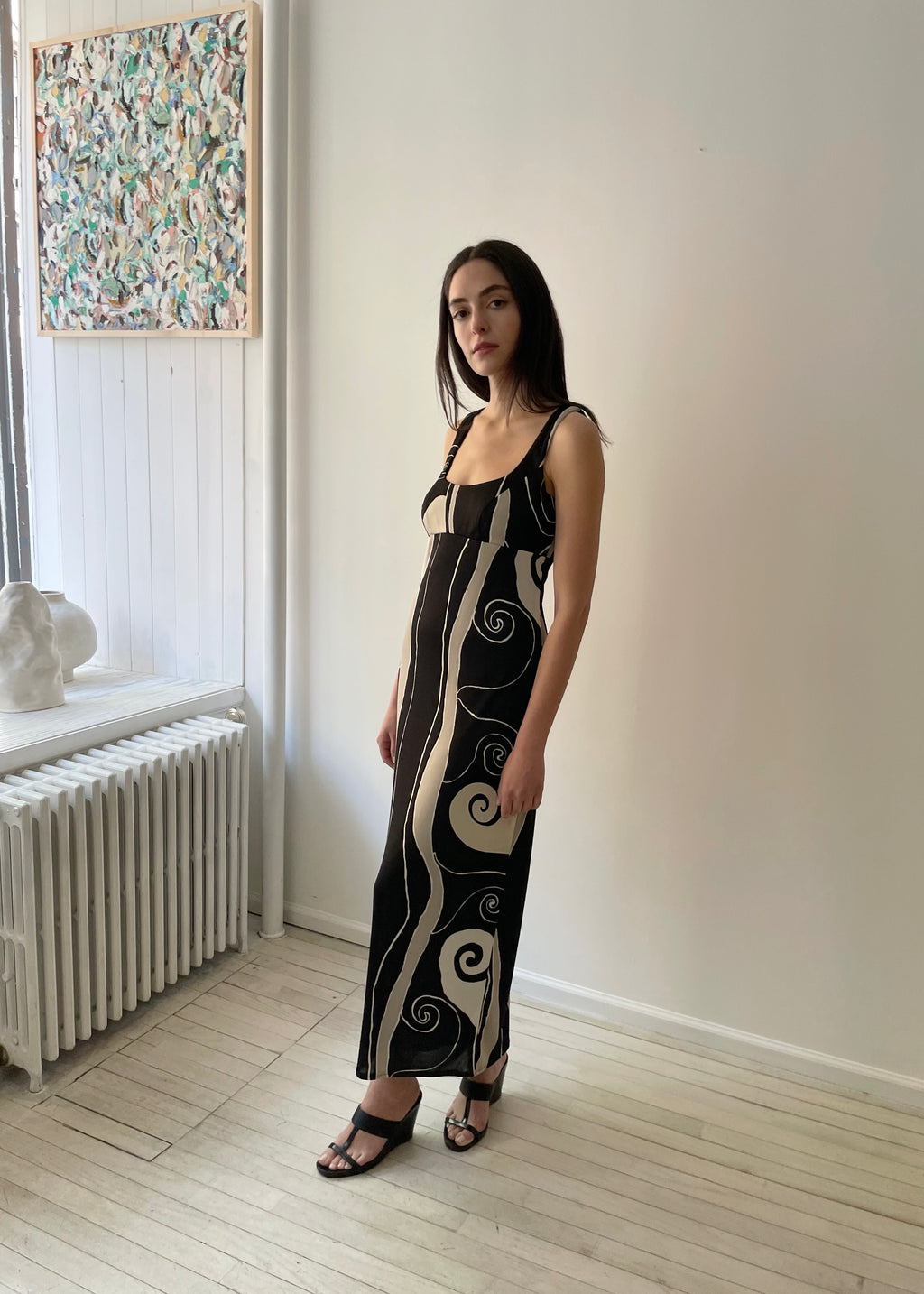 Vintage Black Swirl Dress