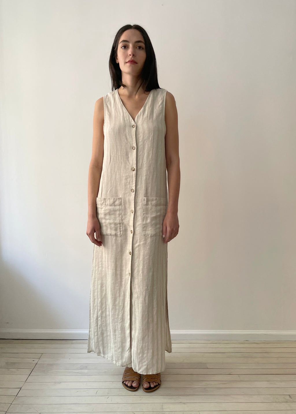 Vintage Linen Tank Vest Dress