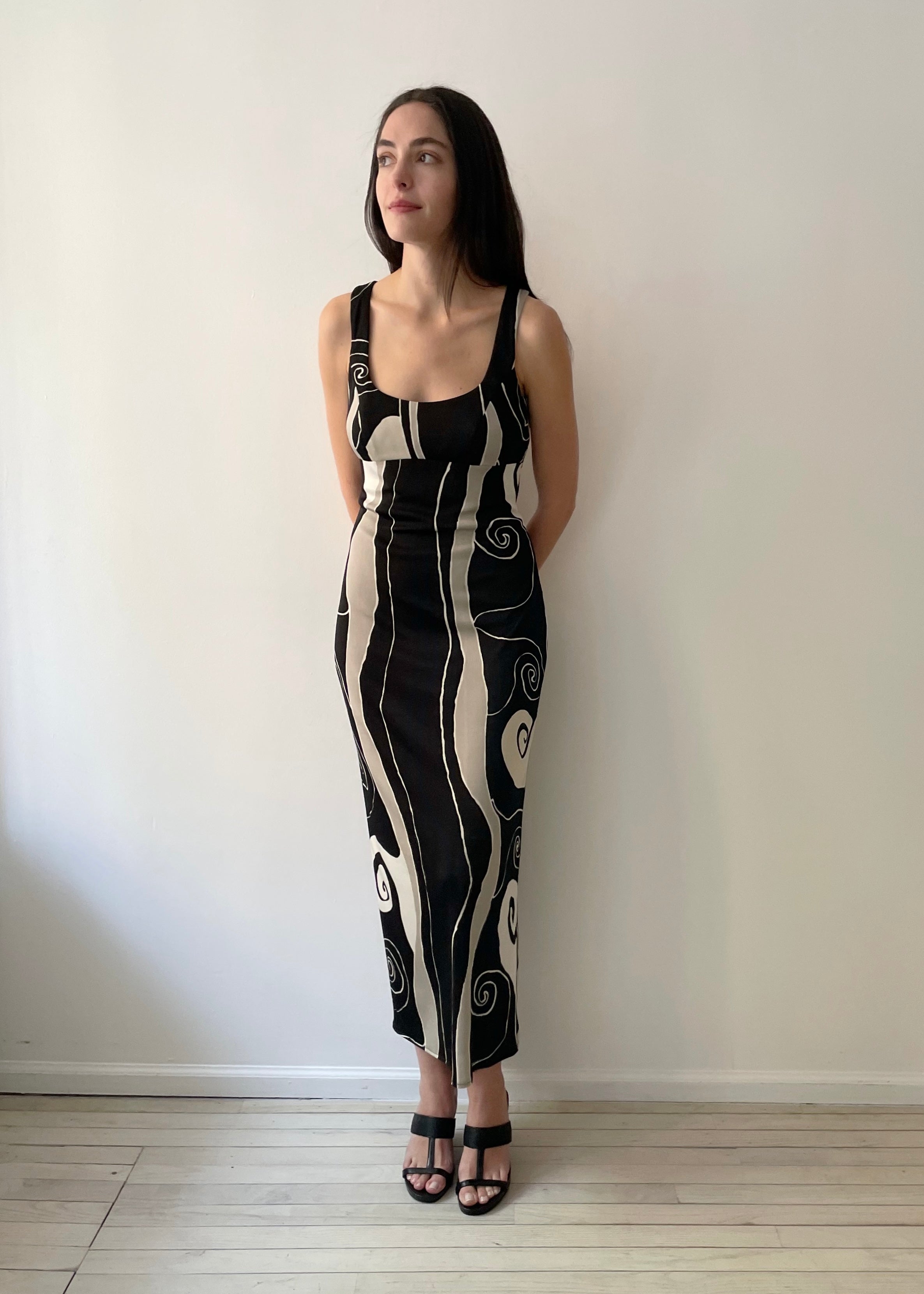 Vintage Black Swirl Dress