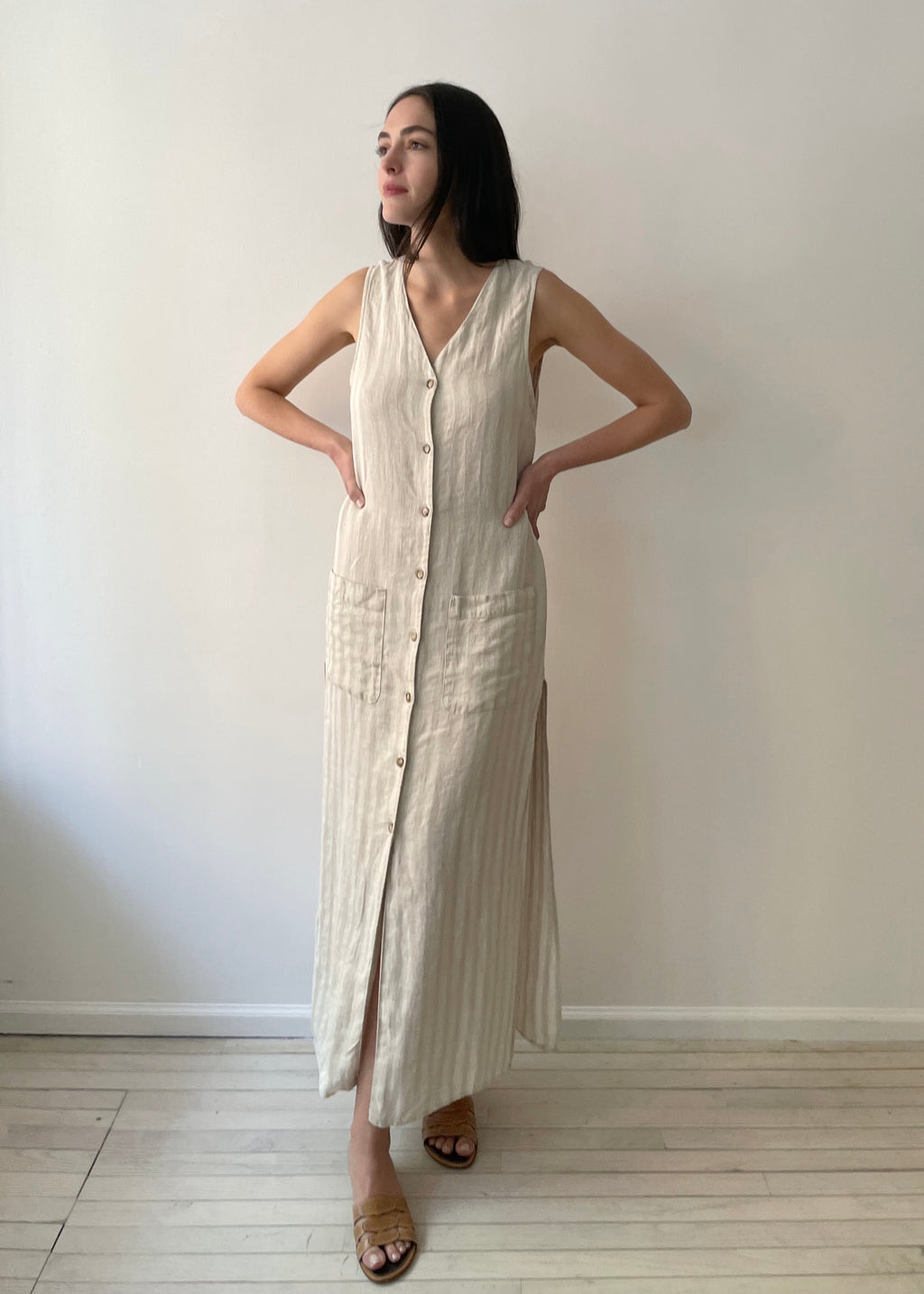 Vintage Linen Tank Vest Dress