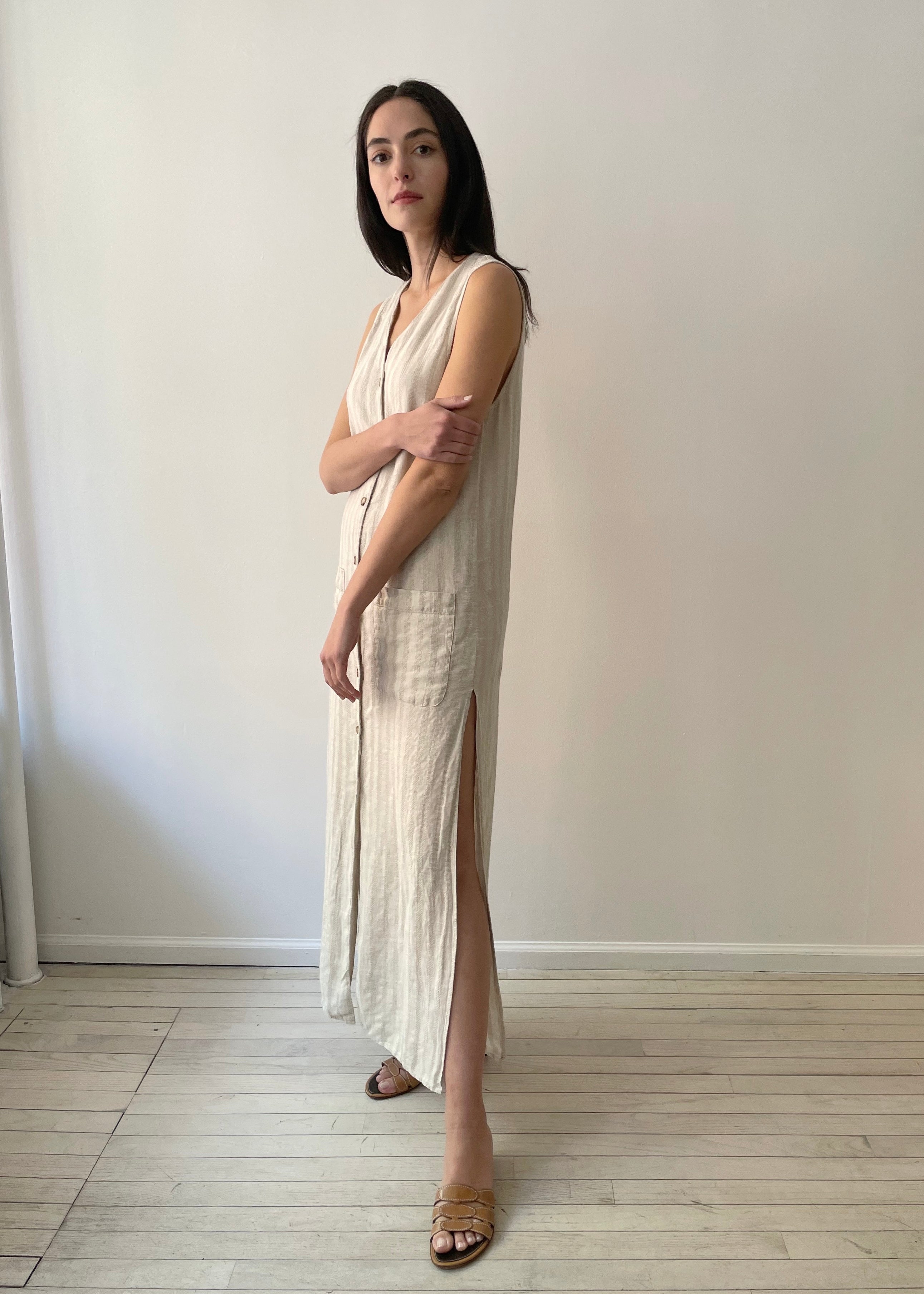 Vintage Linen Tank Vest Dress