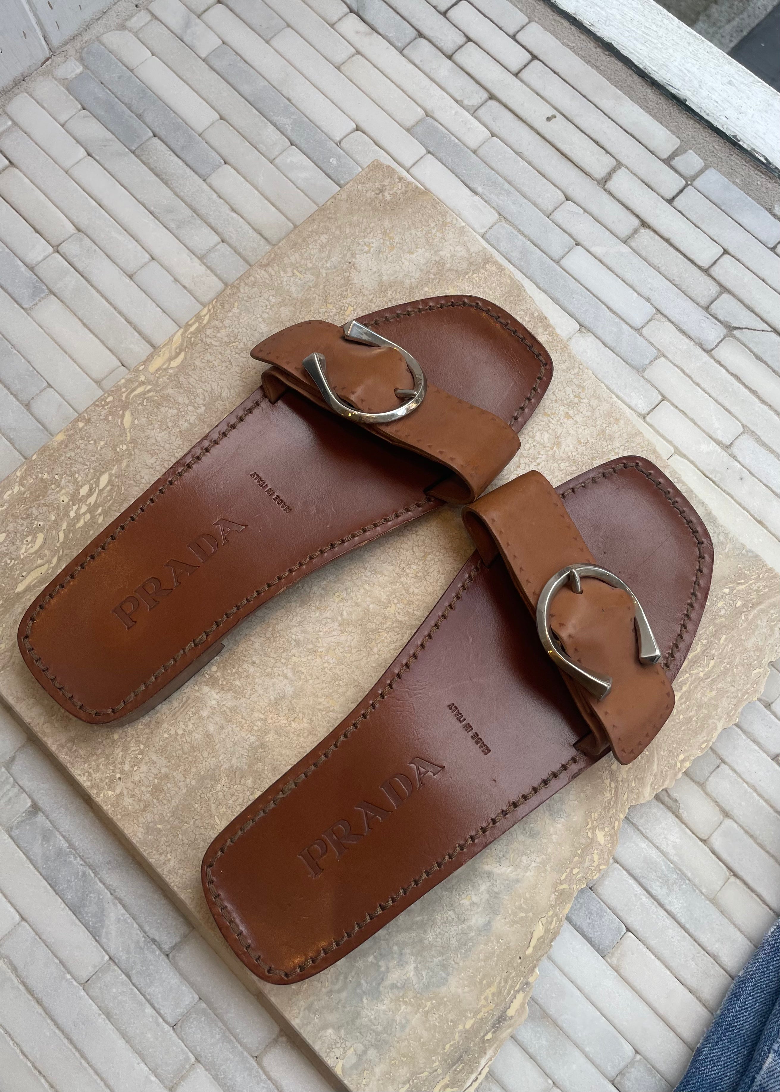 Prada flat sandals best sale