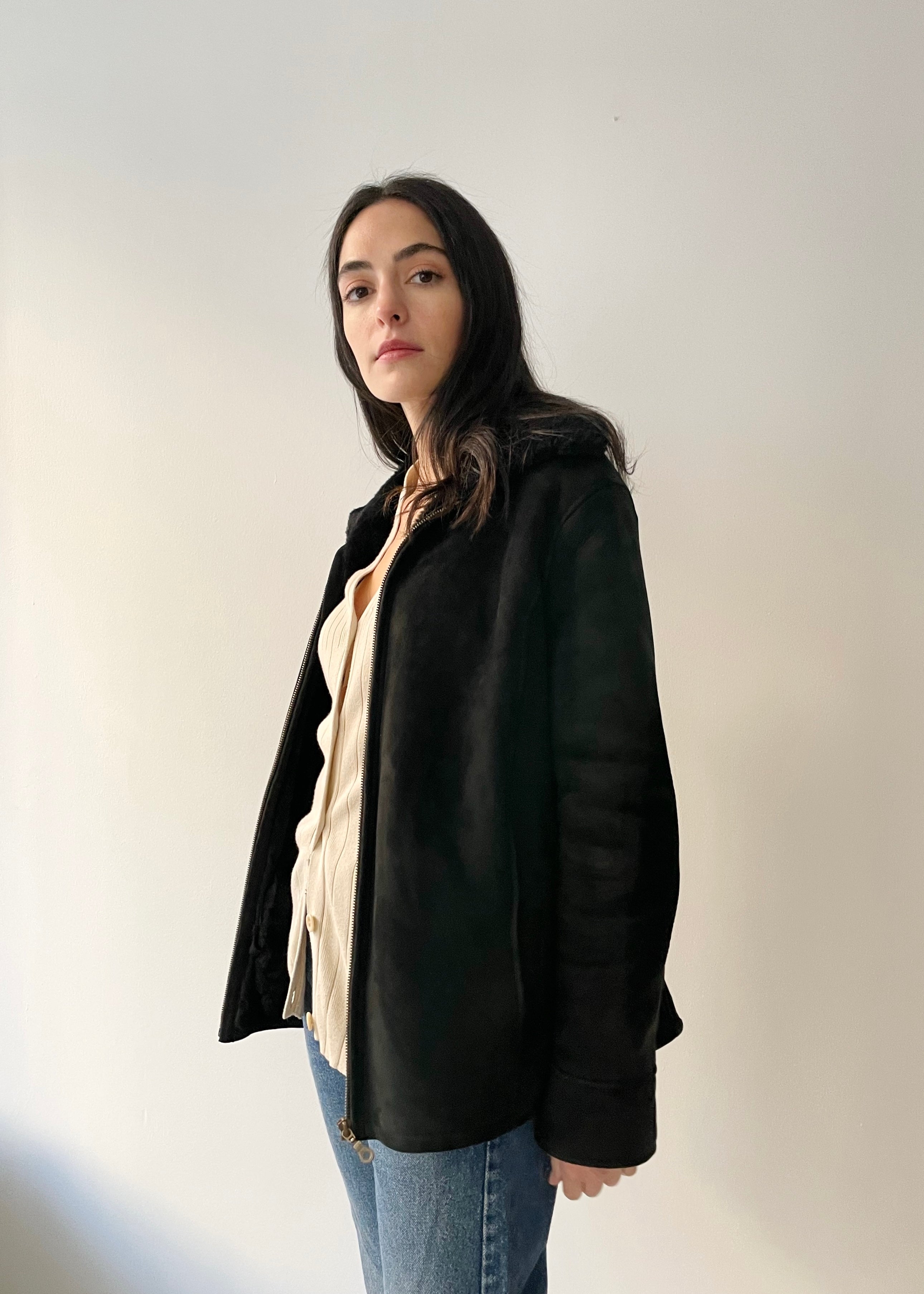 Vintage Barneys Leather Shearling Coat