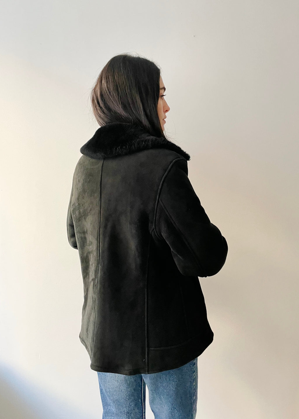 Vintage Barneys Leather Shearling Coat